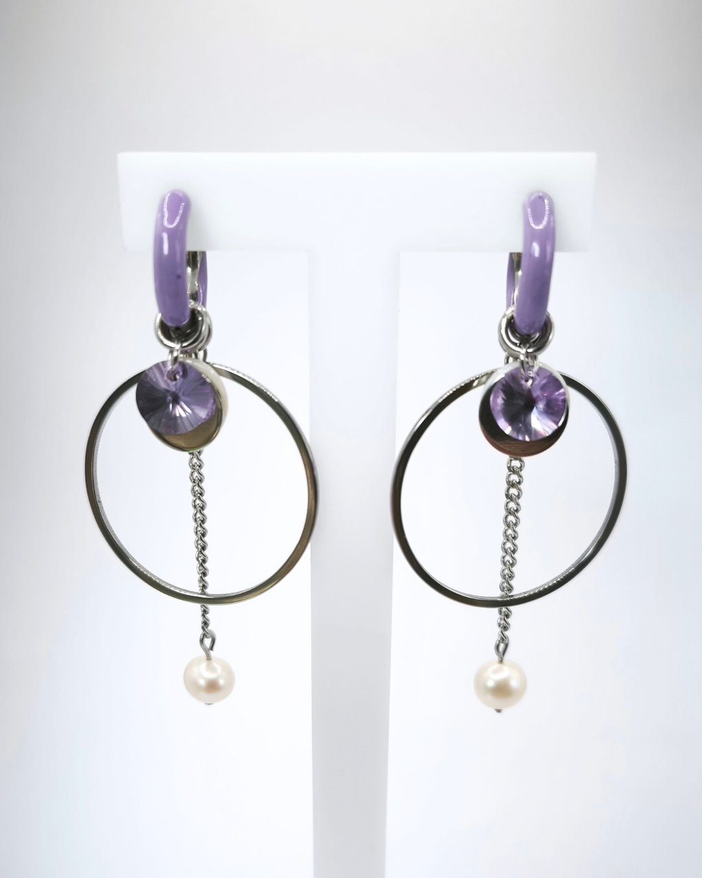 Boucles d'oreilles modulaires • Créoles 16mm 3mm violet